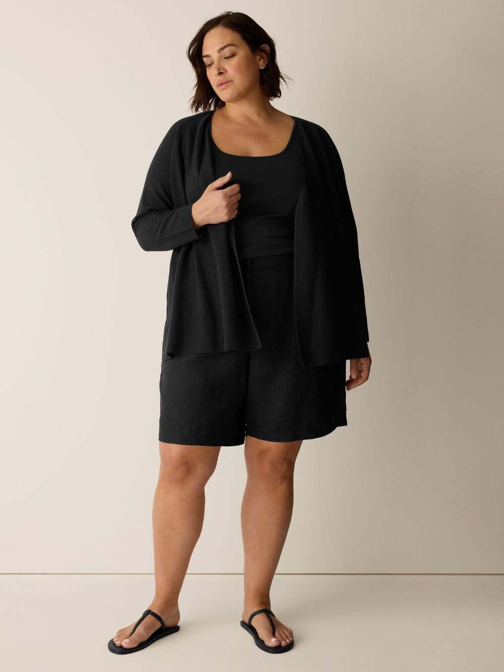 Eileen Fisher Cardigan Sweater US Plus 3X EU 54 Womens Black Knit $268
